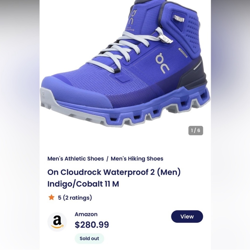 On Running Cloudrock Waterproof 2 - Indigo Cobalt sz 8.5 mens/ 10 women